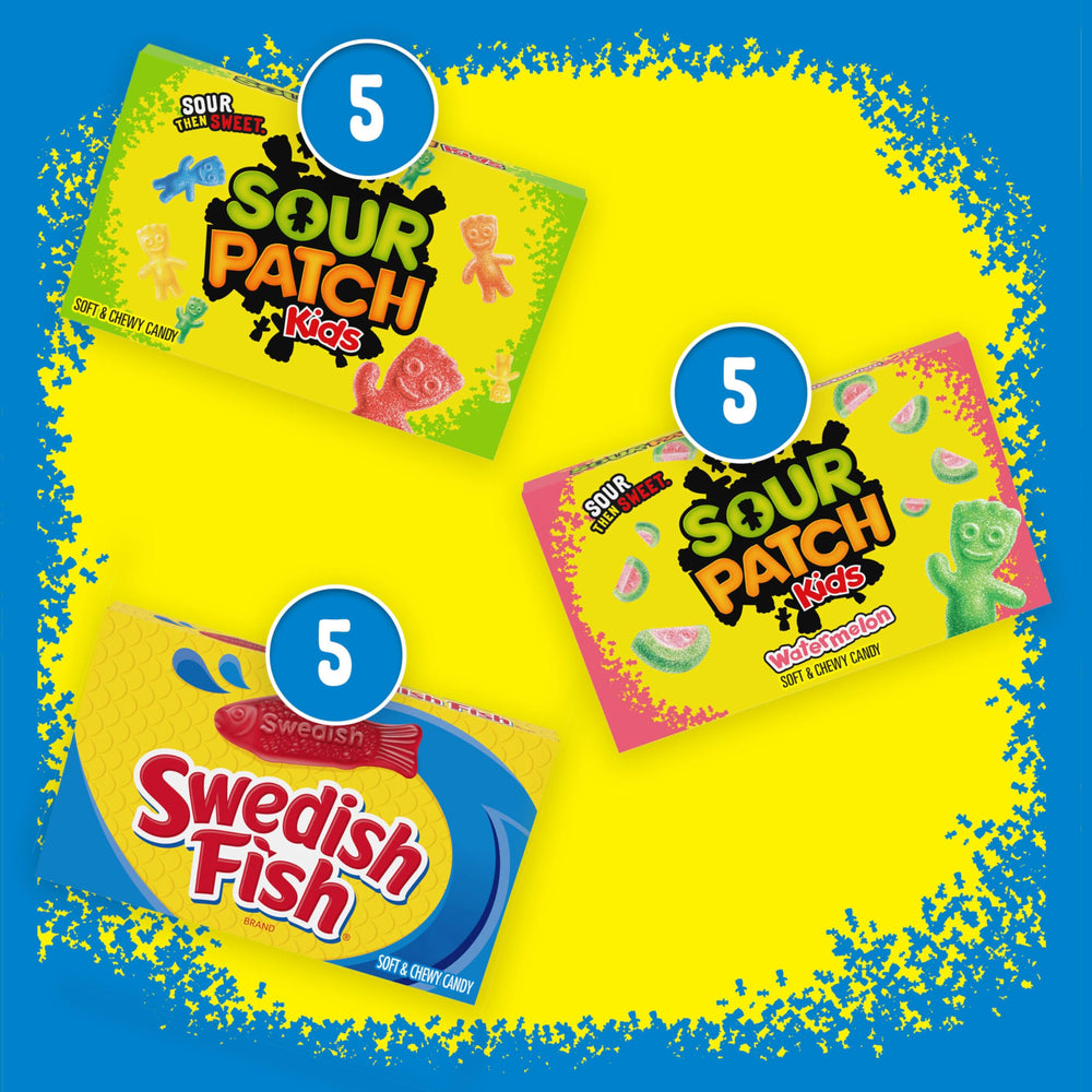 SOUR PATCH KIDS original candy box open, showcasing flavors for sharing
