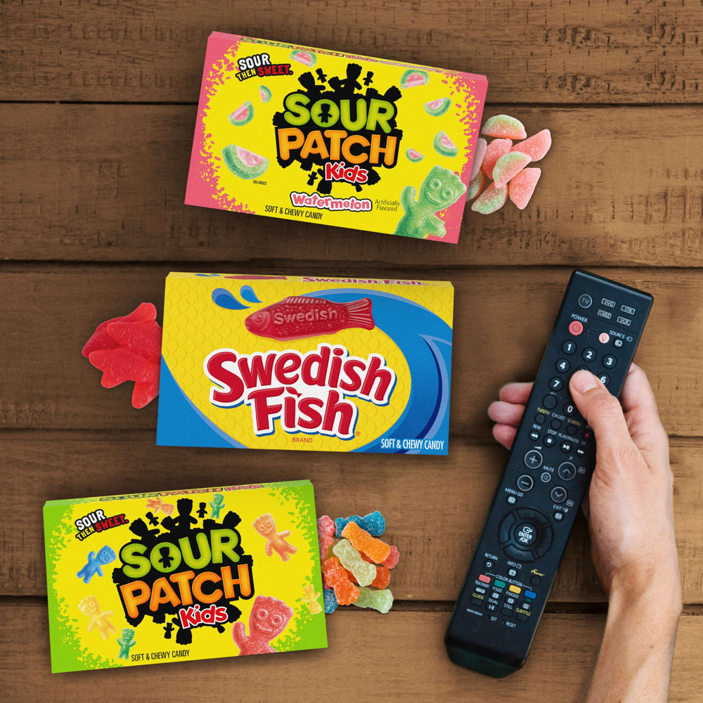 SOUR PATCH KIDS watermelon candy box open, ready for a picnic treat