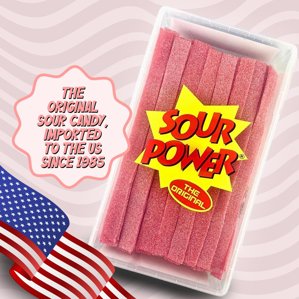 Sour Power strawberry belts used as colorful dessert topping ideas.
