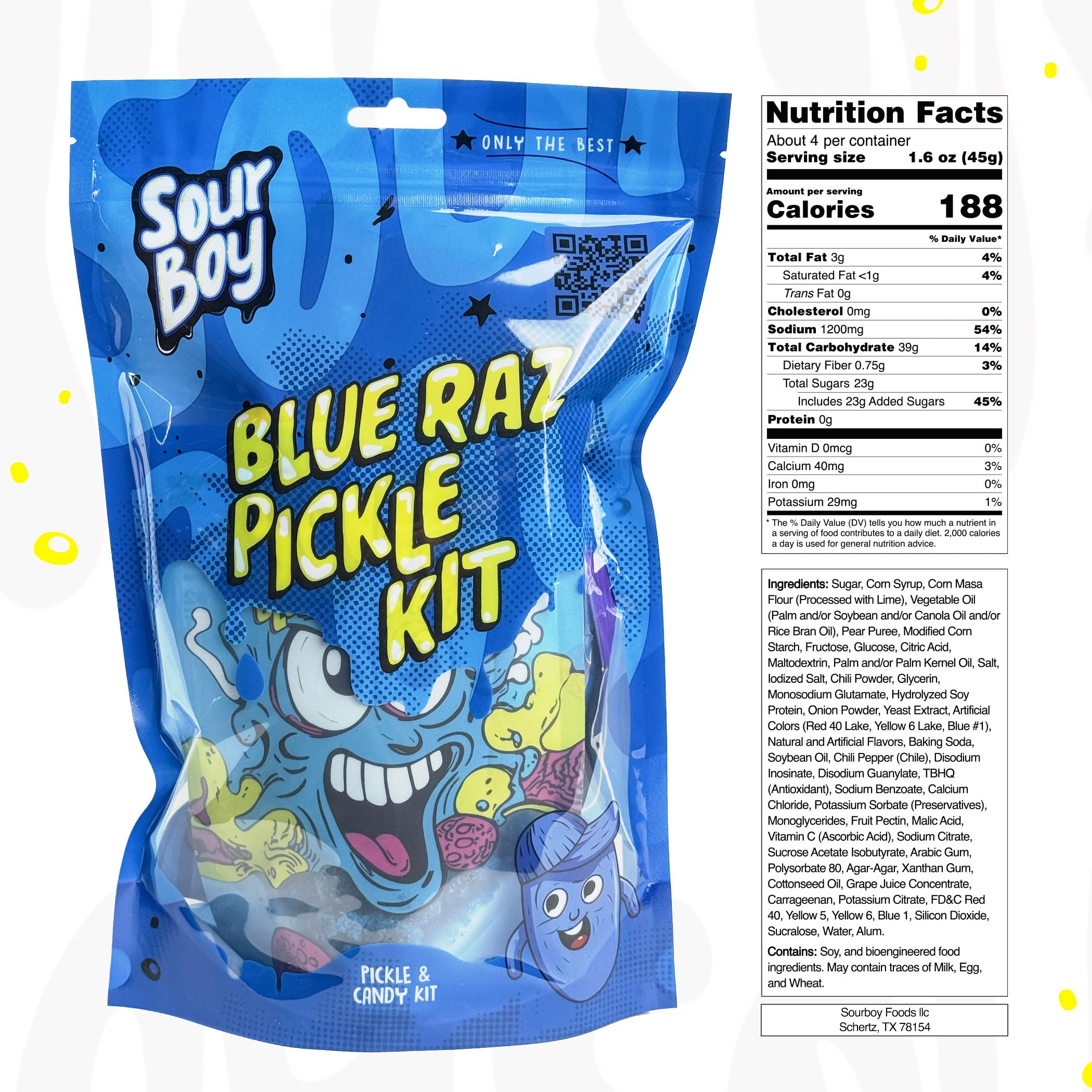 Sourboy Blue Raspberry Gushers offering fruity, chewy flavor contrast.