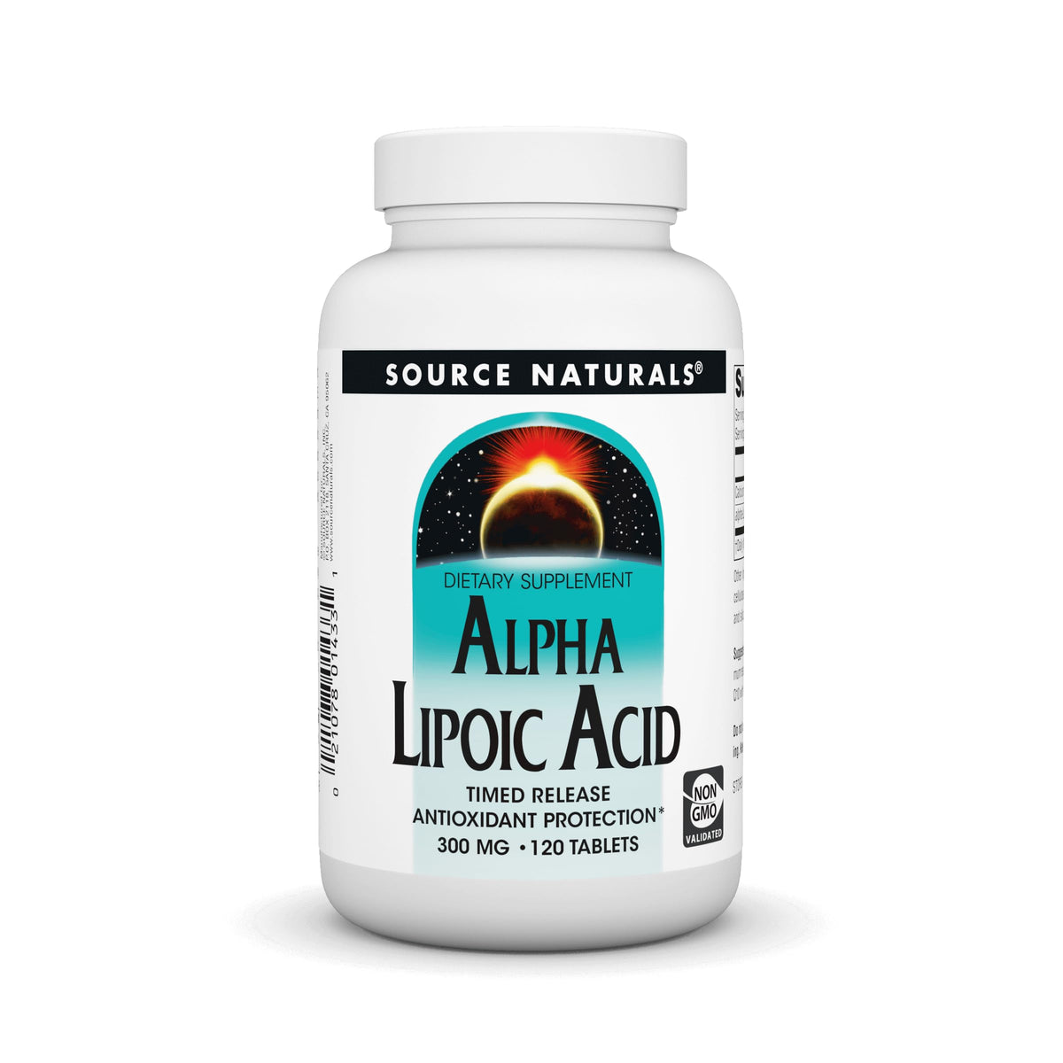 Source Naturals Alpha Lipoic Acid time release bottle close-up for daily antioxidant support.