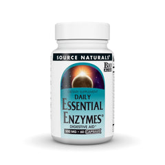 Source Naturals Essential Enzymes bottle front signals multi-enzyme digestive support