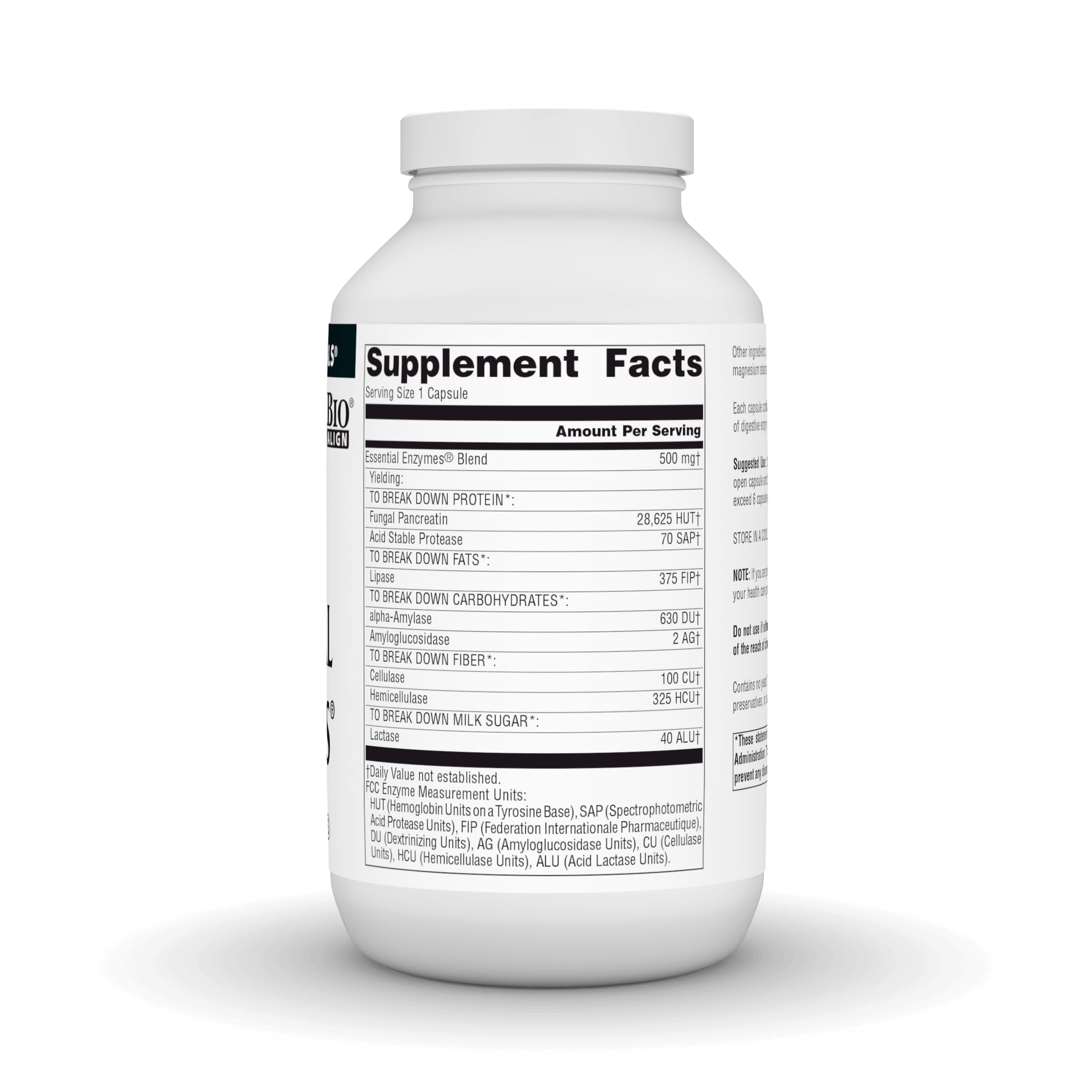 Source Naturals Essential Enzymes bottle pouring capsules illustrating daily digestion aid