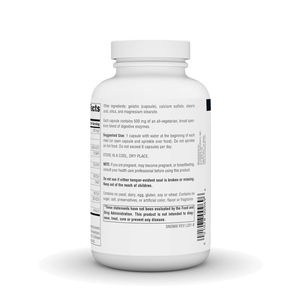 Source Naturals Essential Enzymes capsules sprinkled on food for meals.