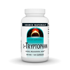 Source Naturals L-Tryptophan bottle front for mood support