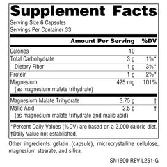 Close-up of Source Naturals Magnesium Malate capsules emphasizing energy production potential.