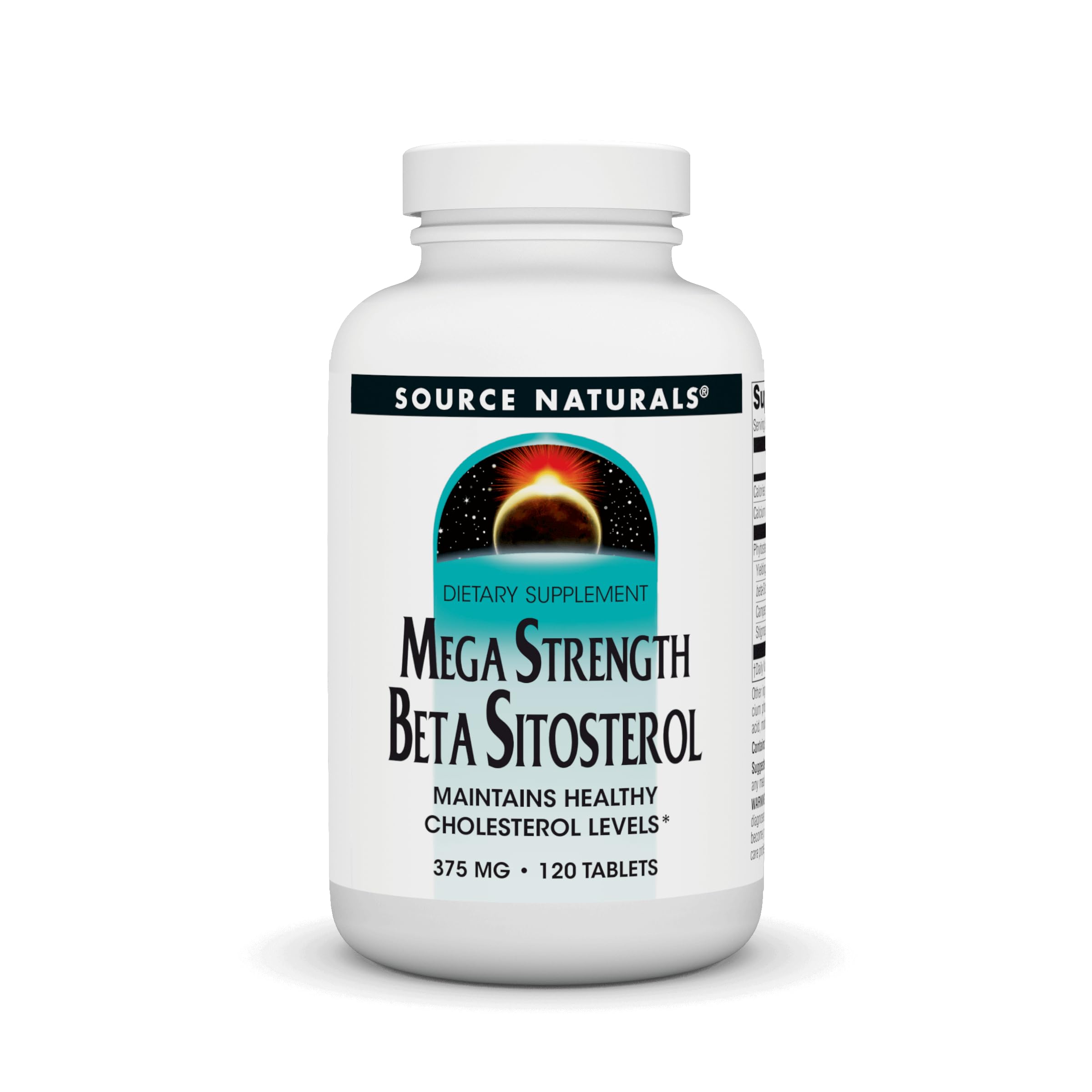 Source Naturals Mega Strength Beta Sitosterol bottle front may support cholesterol within normal range