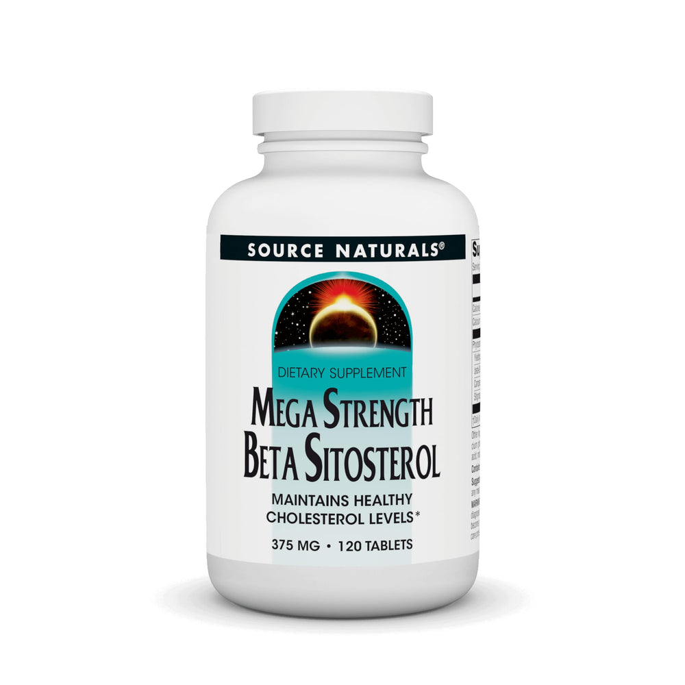 Source Naturals Mega Strength Beta Sitosterol bottle front may support cholesterol within normal range