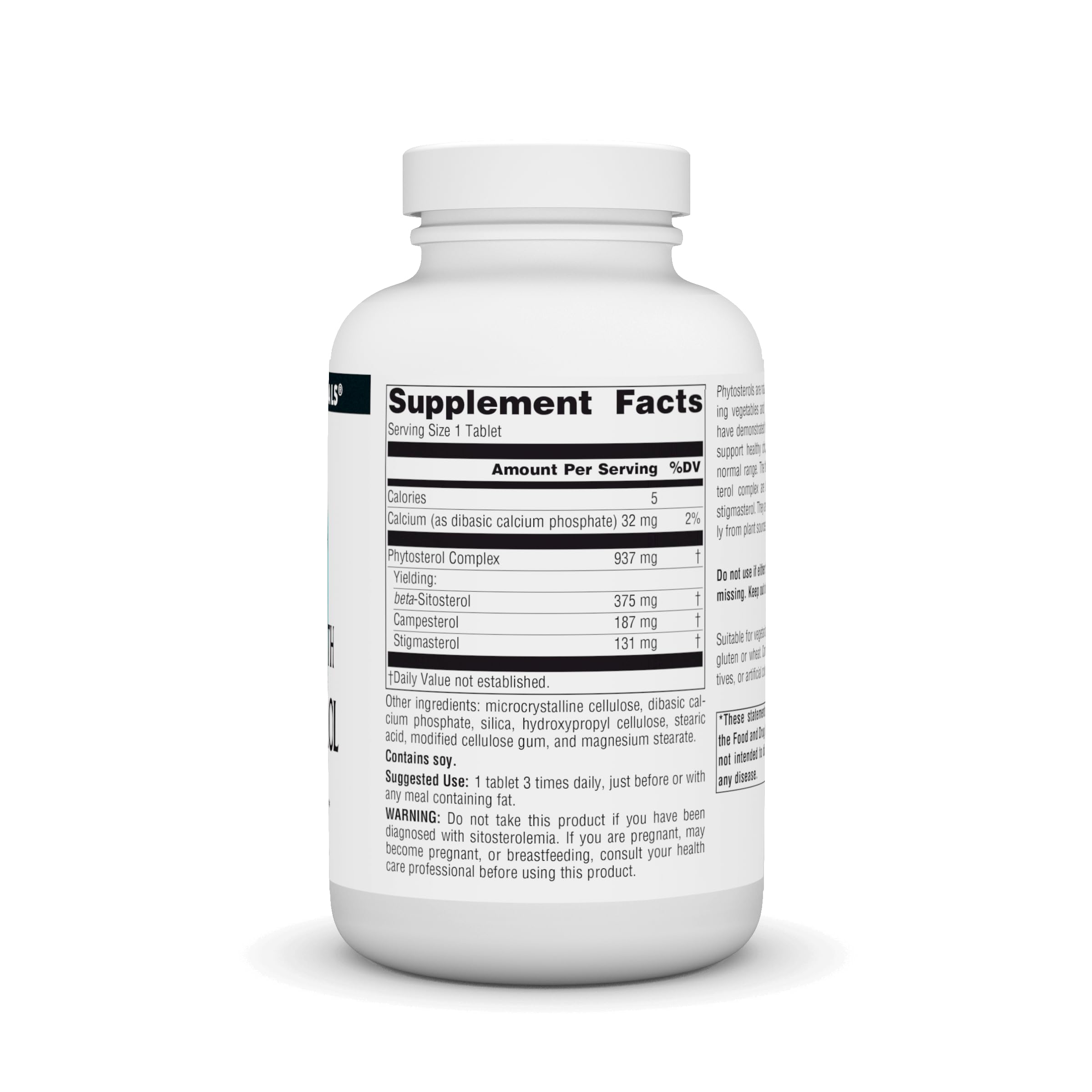 Source Naturals Mega Strength Beta Sitosterol label highlights 375 mg per tablet for daily use