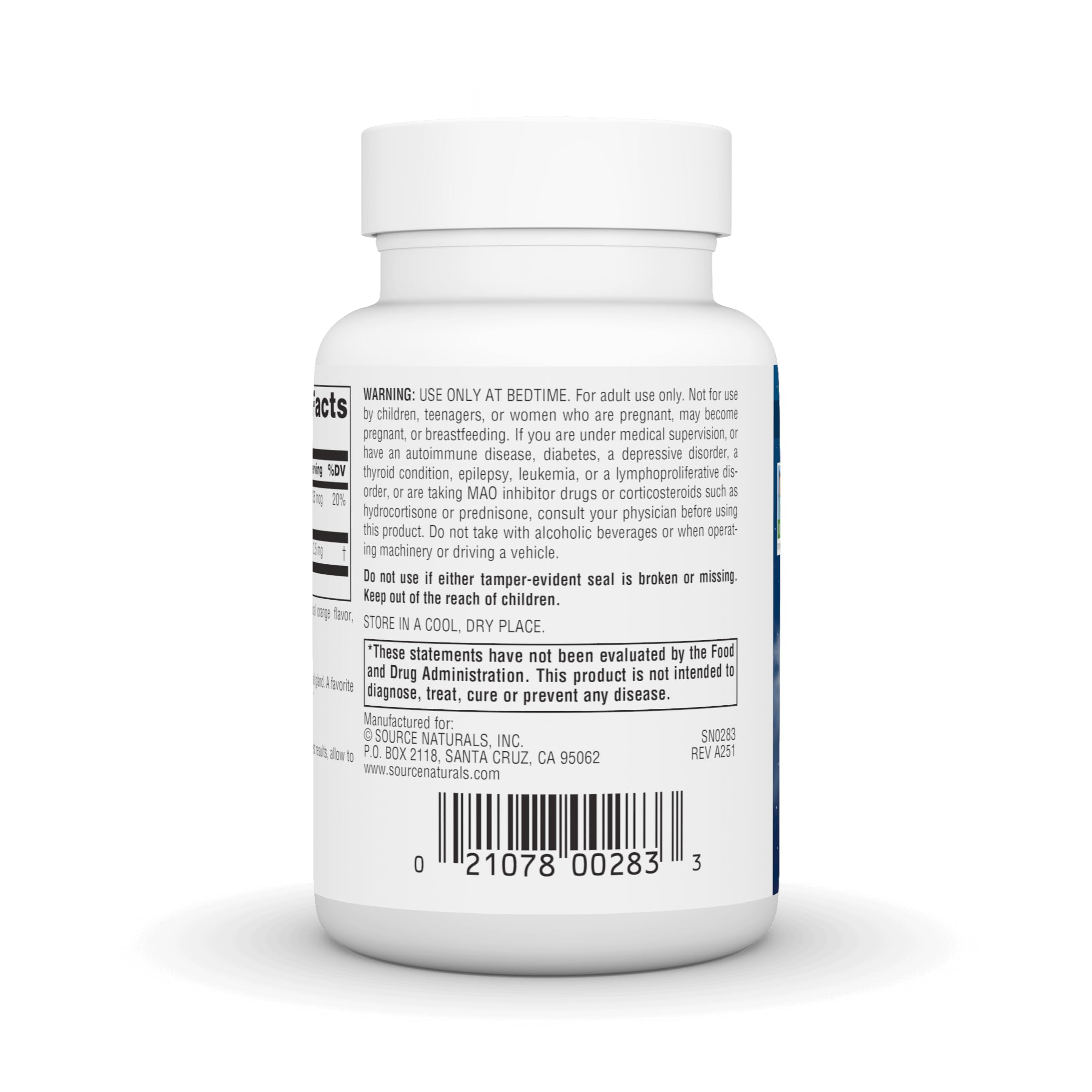 Source Naturals Melatonin label highlights 2.5 mg dosage