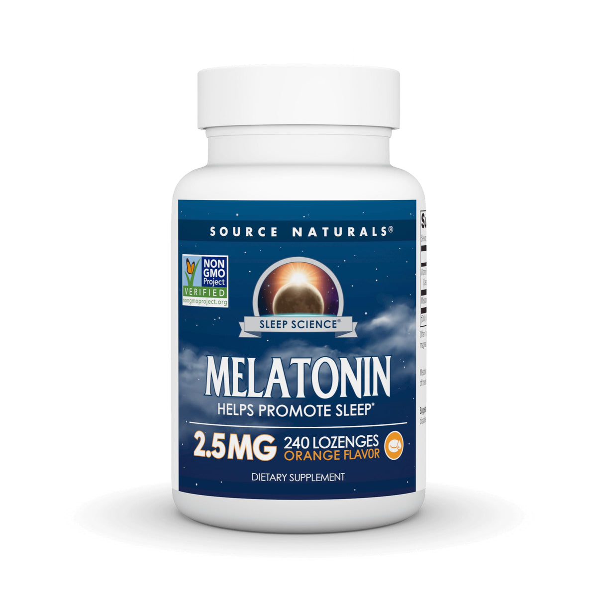 Source Naturals Melatonin orange lozenges front view for restful sleep support