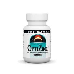 Source Naturals OptiZinc tablet being poured for easy daily use.