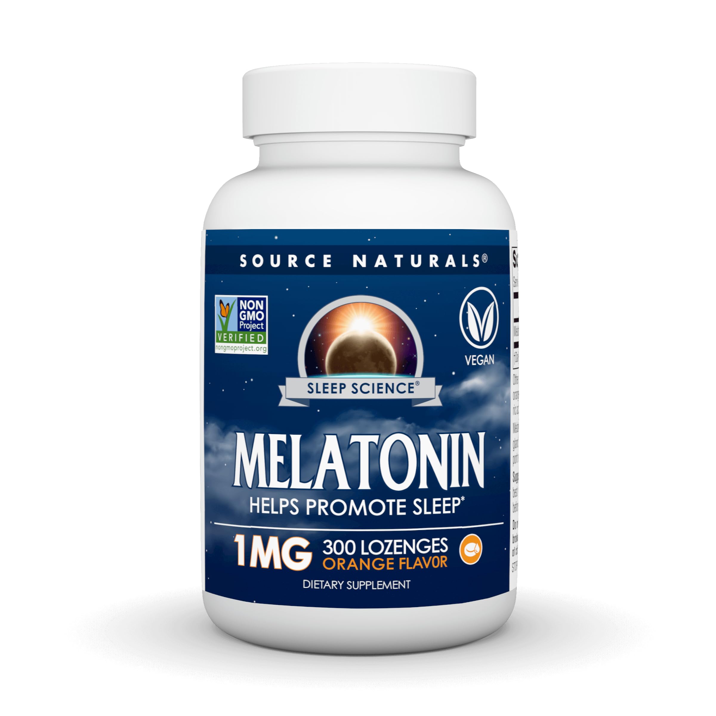 Source Naturals Sleep Science Melatonin bottle front promotes restful nights with a 1 mg dose