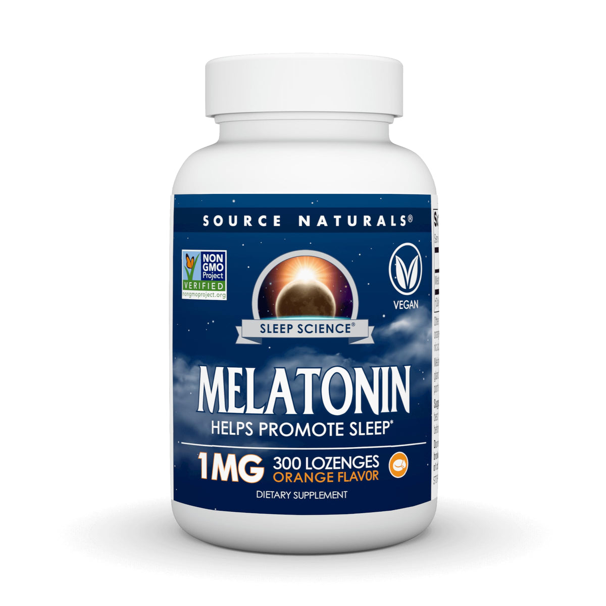 Source Naturals Sleep Science Melatonin bottle front promotes restful nights with a 1 mg dose
