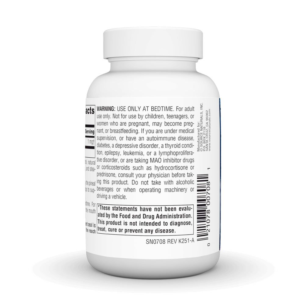 Source Naturals Sleep Science melatonin packaging side view highlights 300 count