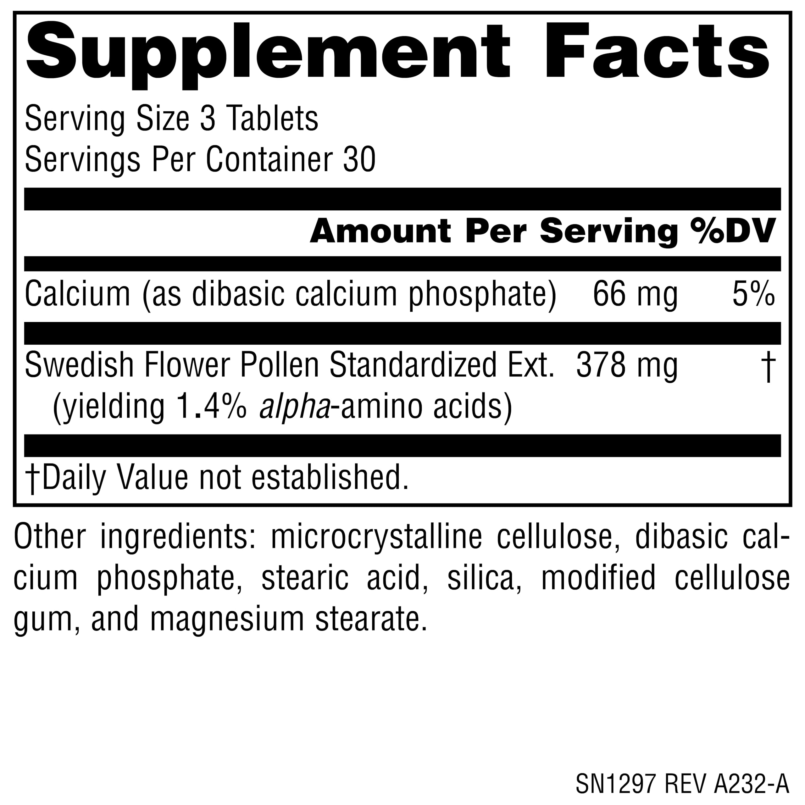 Source Naturals Swedish Flower Pollen tablets closeup for easy daily use