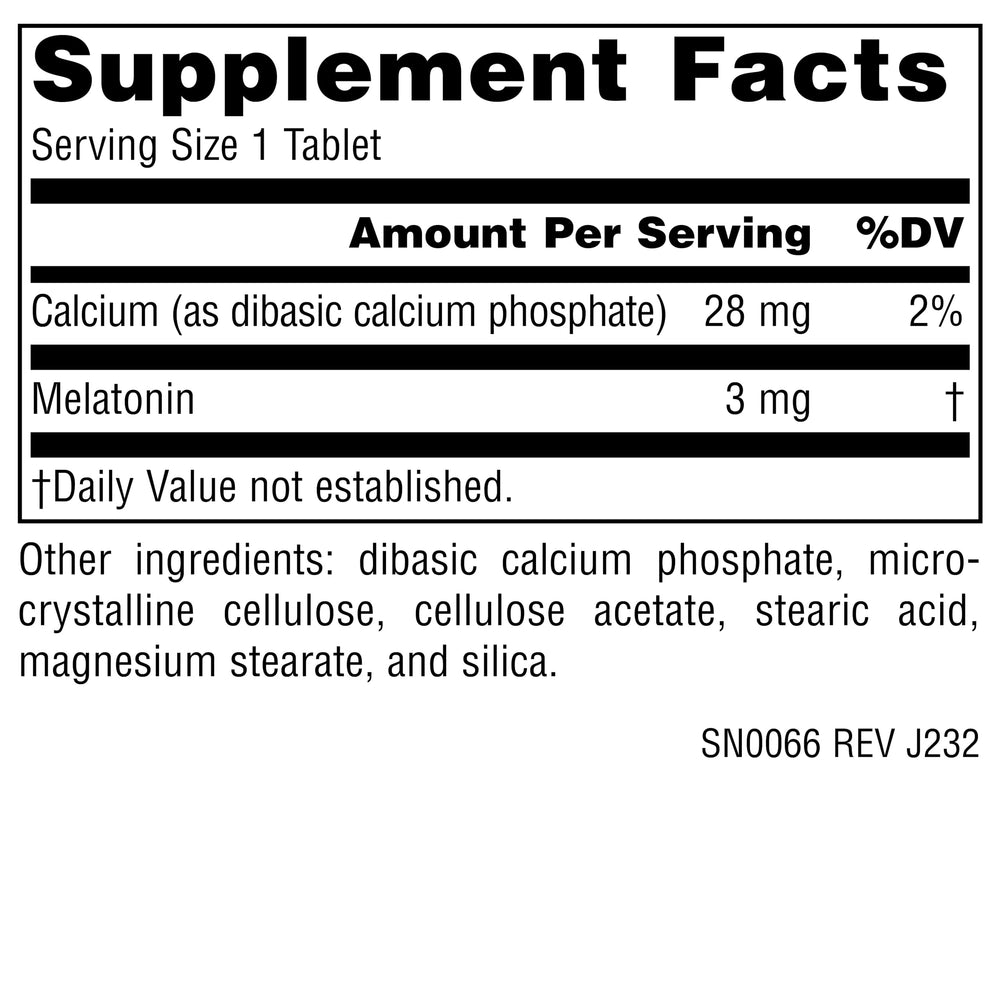 Source Naturals Time Released Melatonin packaging box emphasizes US manufacturing.