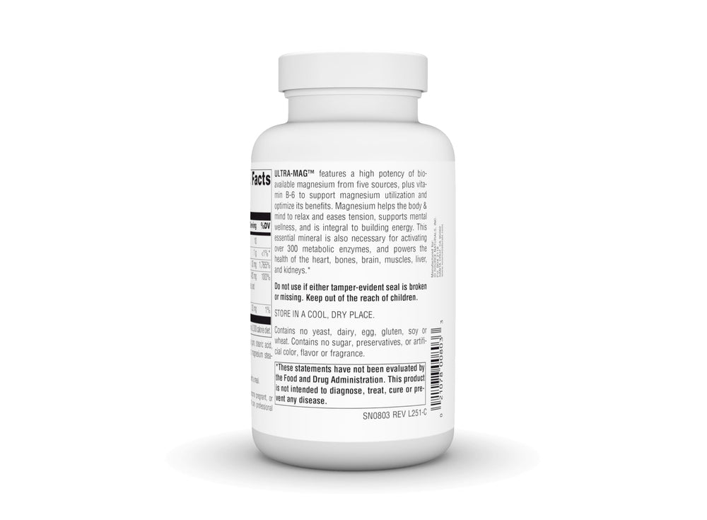 Source Naturals Ultra-Mag 5-in-1 bottle side view emphasizes quality manufacturing.