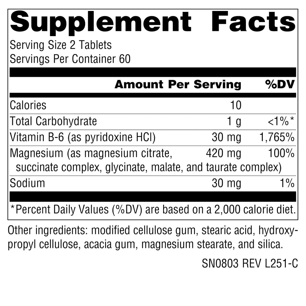 Source Naturals Ultra-Mag 5-in-1 tablets closeup, highlighting vegan magnesium.