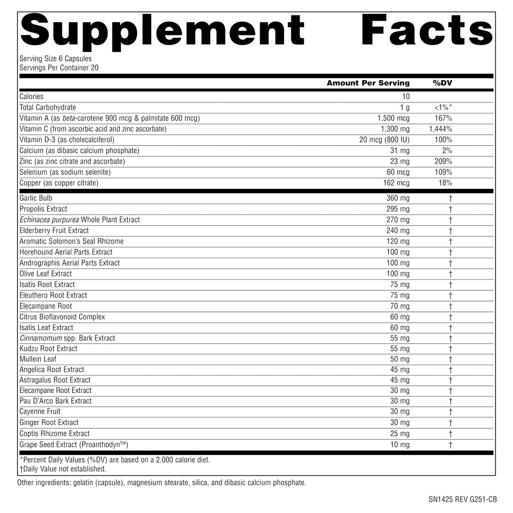 Source Naturals Wellness Formula garlic and propolis ingredients closeup.