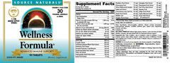 Source Naturals Wellness Formula ingredients list highlights antioxidants.