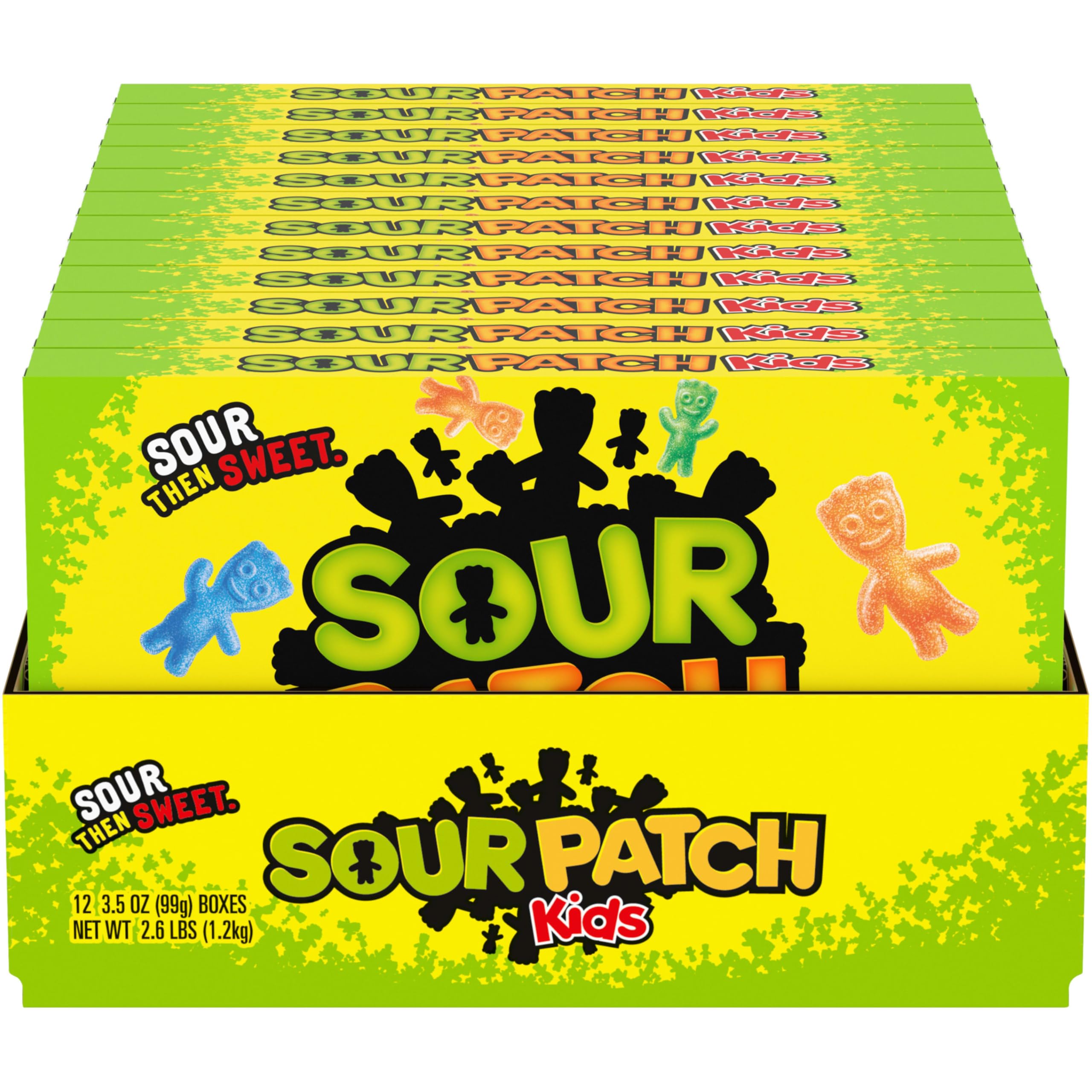 Sour Patch Kids soft and chewy candy close-up showing assorted flavors for on-the-go snacking