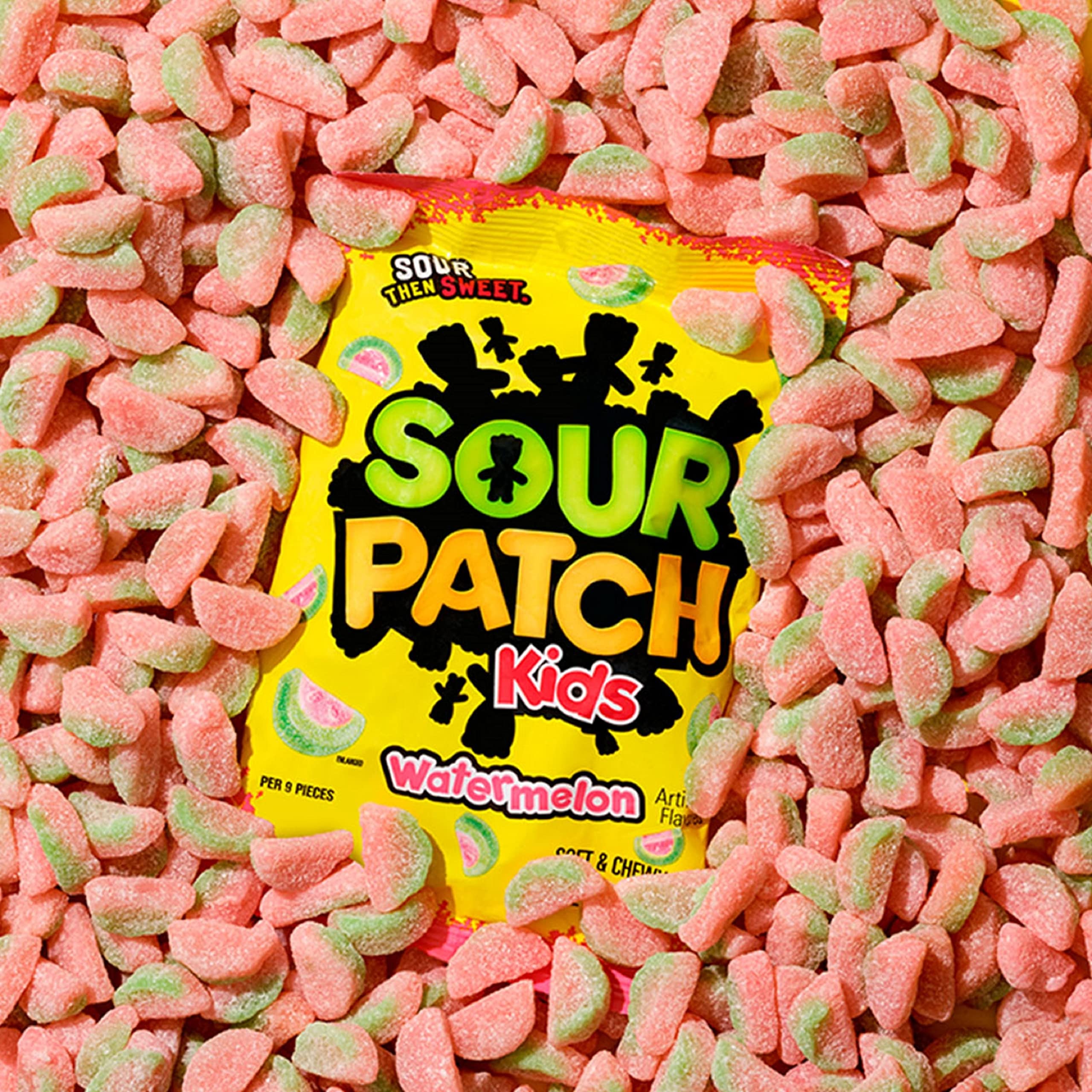 Sour Patch Kids Watermelon theater snack on a tray