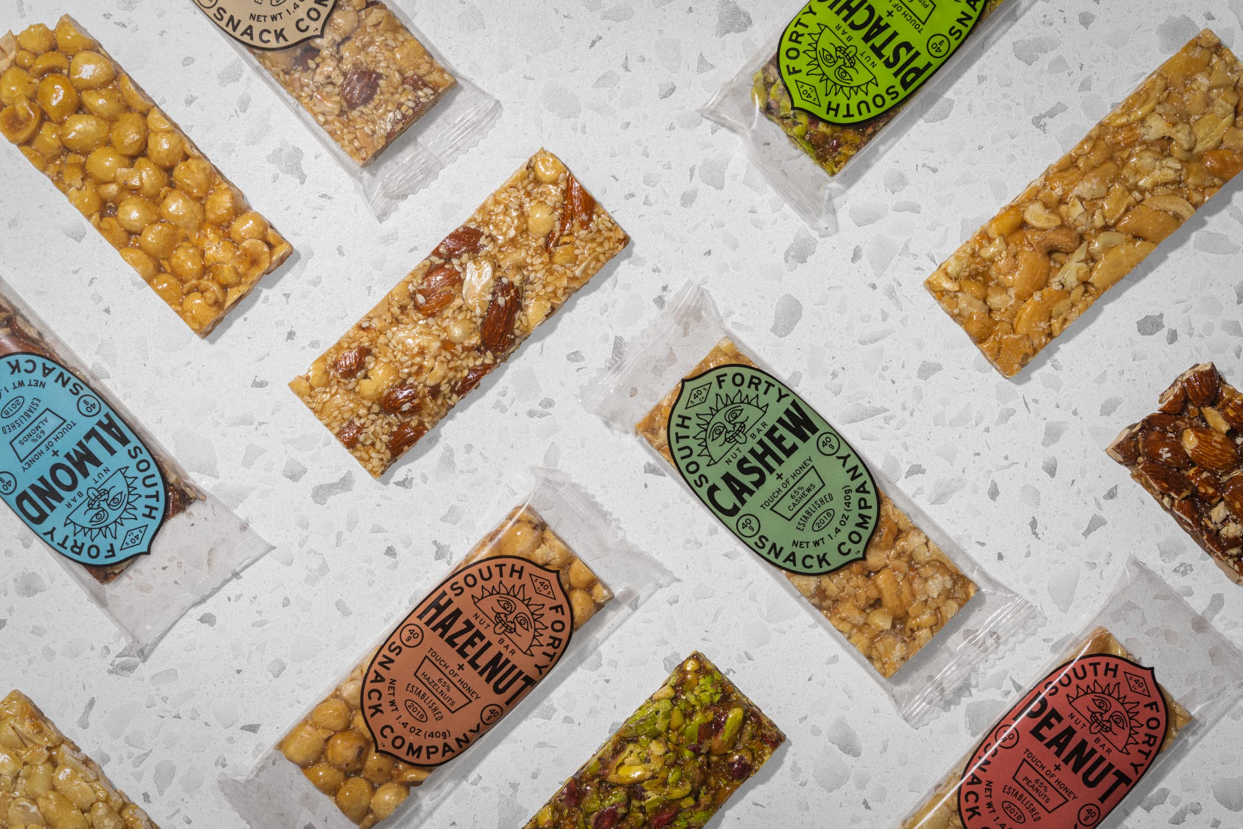 South 40 Bars texture close-up highlighting honey touch and crunch.