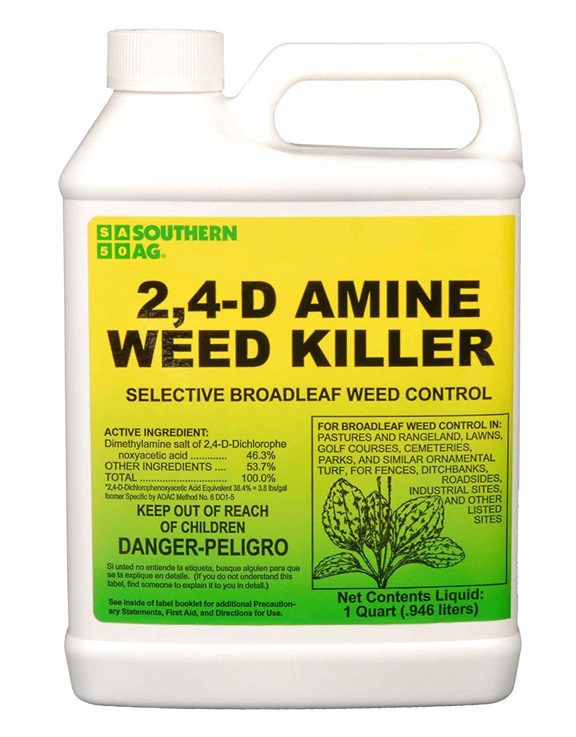Southern Ag Amine 24-D weed killer bottle, ready-to-use for broadleaf control in lawns