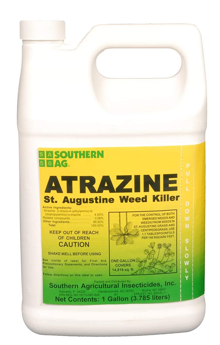 Southern Ag Atrazine bottle pour for St Augustine and centipede grass weed control.