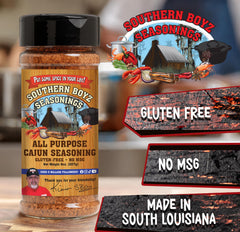 This image shows Southern Boyz Outdoors Cajun seasoning sprinkled on vegetables.