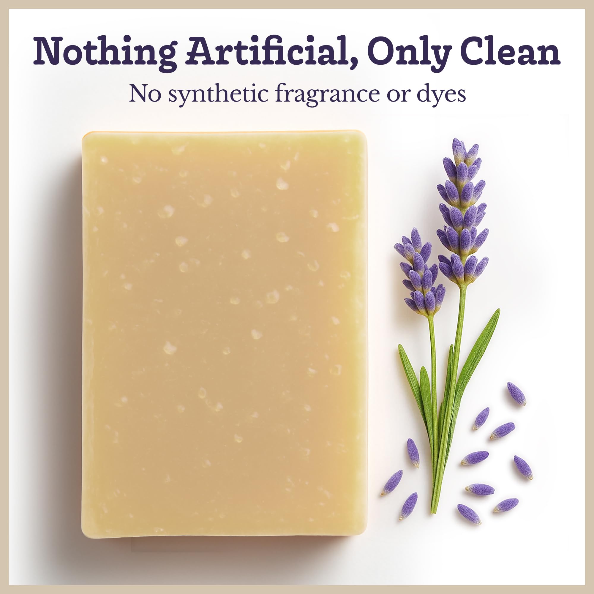 Southern Natural Lavender soap bar held in hands, gentle cleansing for daily use