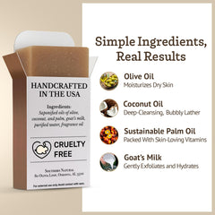 Lather action of Southern Natural Goat Milk Soap Bar shows rich bubbles for daily use.