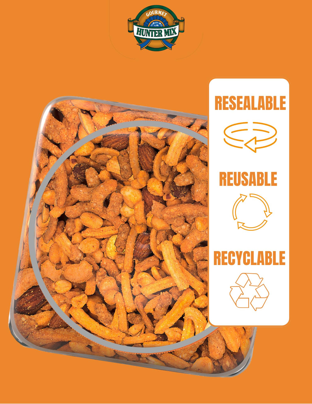 Serving scoop with Cheesy Cheddar Hunter Mix for sharing.