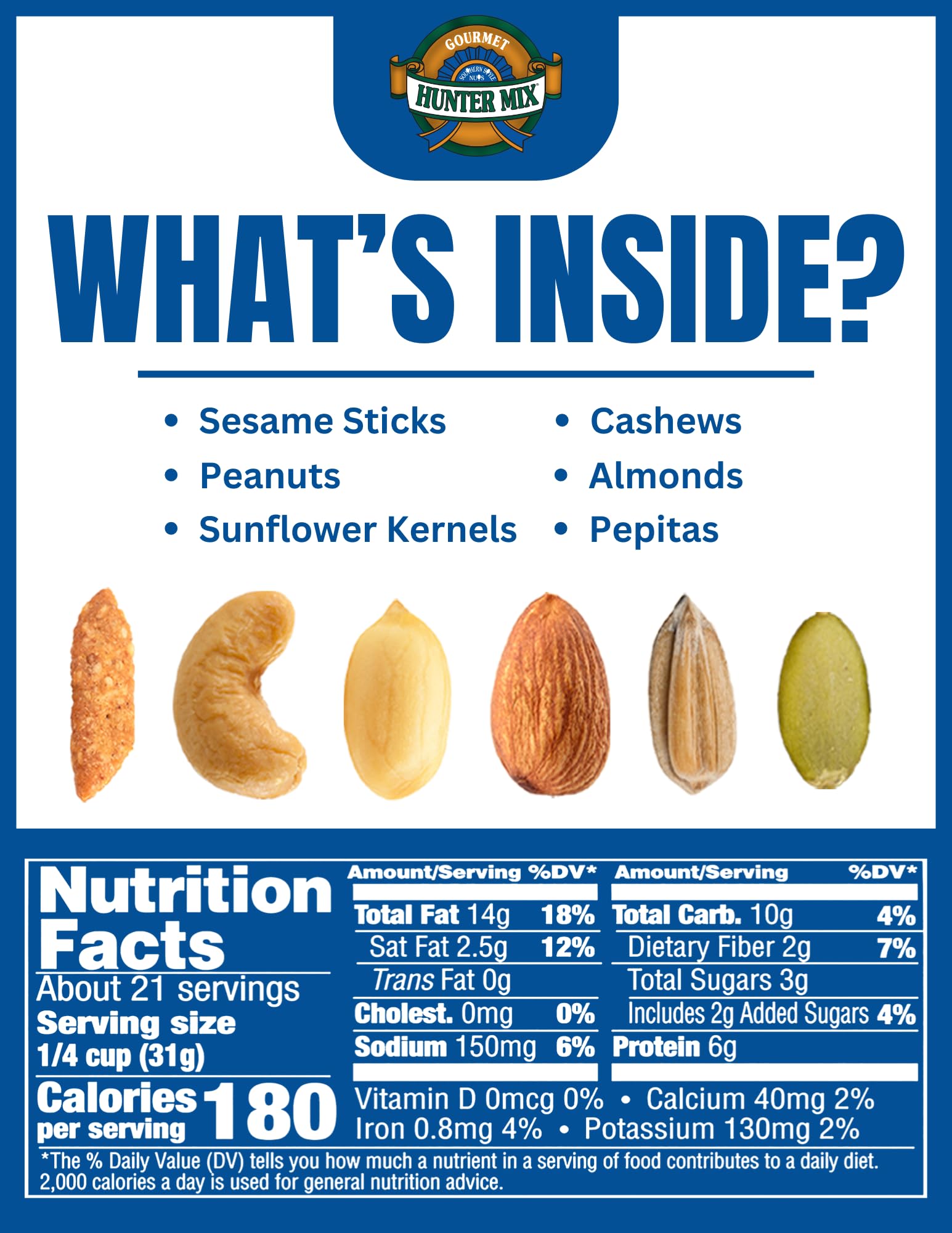 Southern Style Nuts sesame sticks and peanuts provide a sweet-salty crunch for anytime snacking.