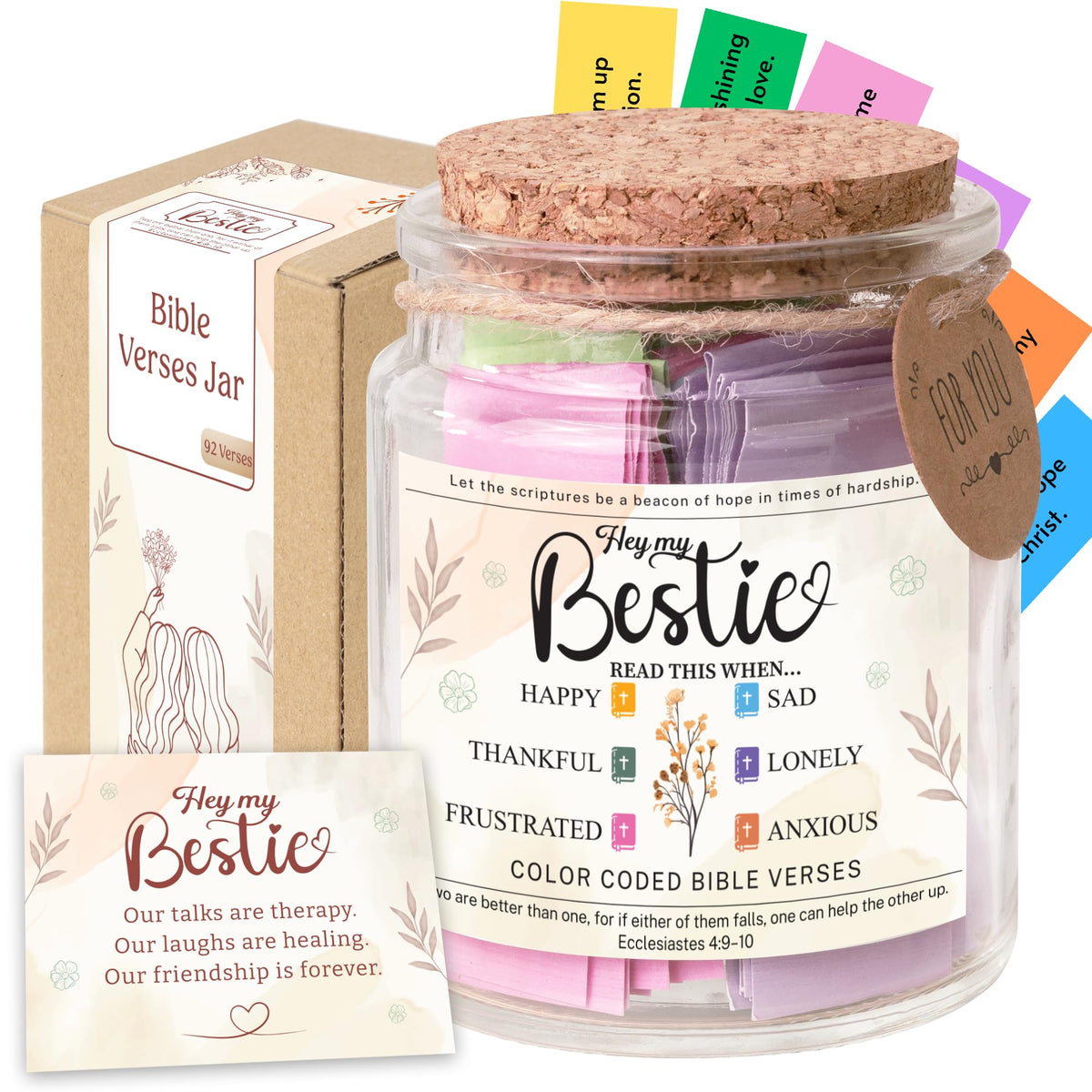 SOUTHLISA Bestie Bible Verses Jar with color-coded slips for quick scripture access.