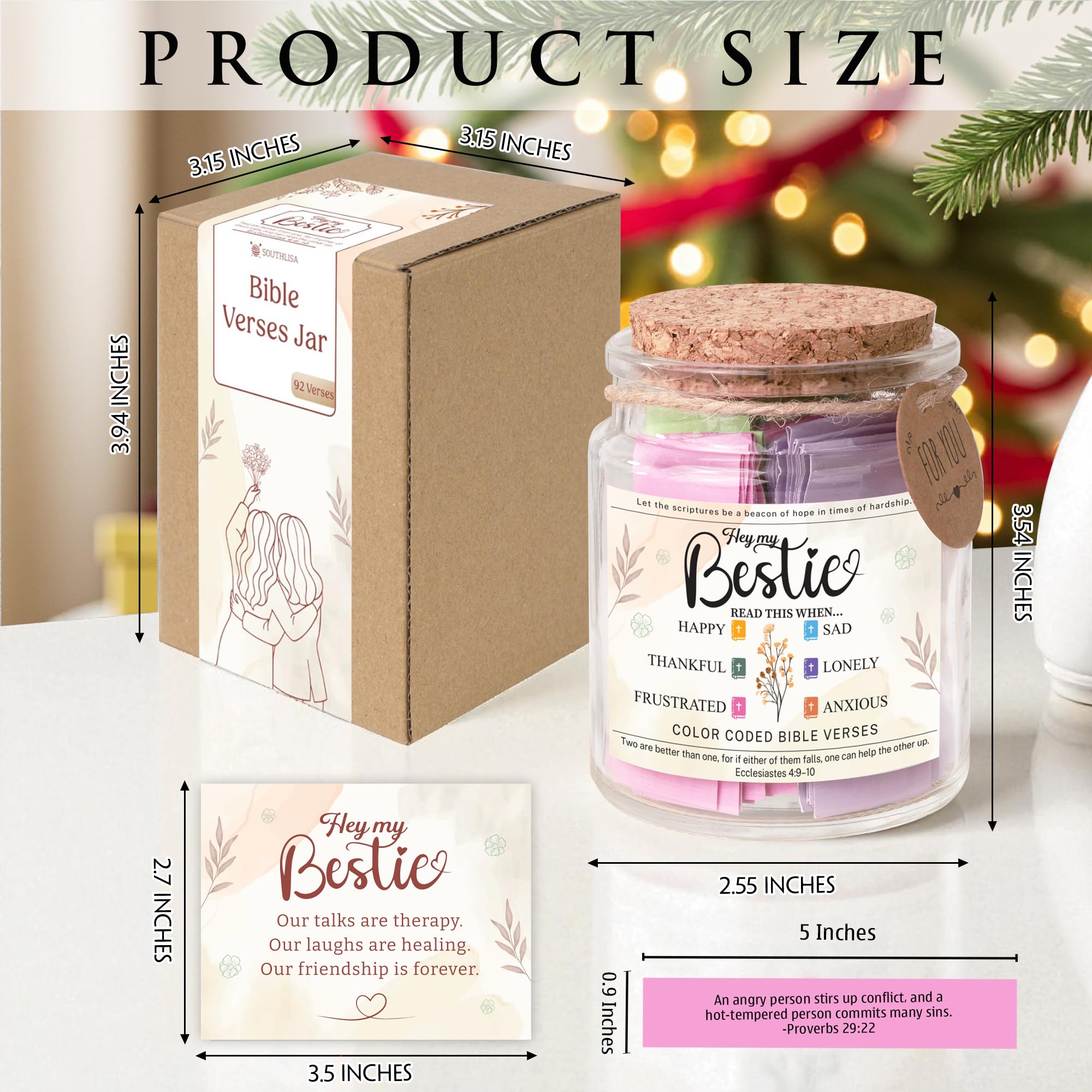 SOUTHLISA Bestie Bible Verses Jar featuring a cork-lid glass jar for lasting keepsake.