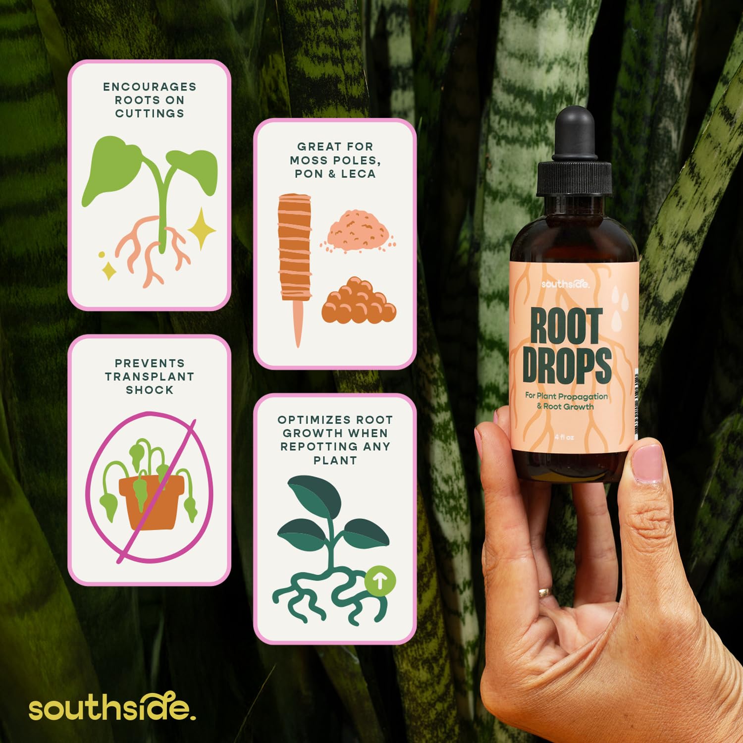 Southside Plants Root Drops water cup use promotes reliable early root development