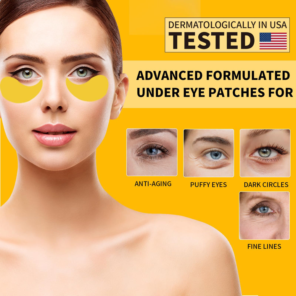 Close-up of Souwixlum 24K gold under-eye patches showing luxurious texture