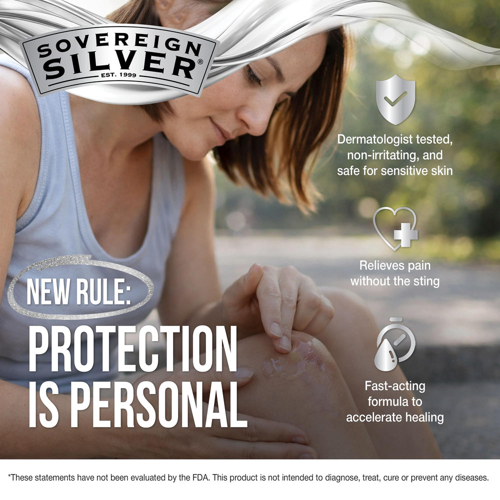 Sovereign Silver First Aid Gel applied to affected skin.