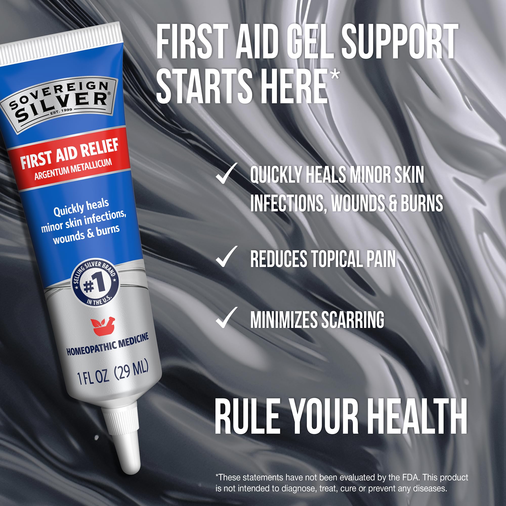 Sovereign Silver First Aid Gel gentle wound care for minor irritations.