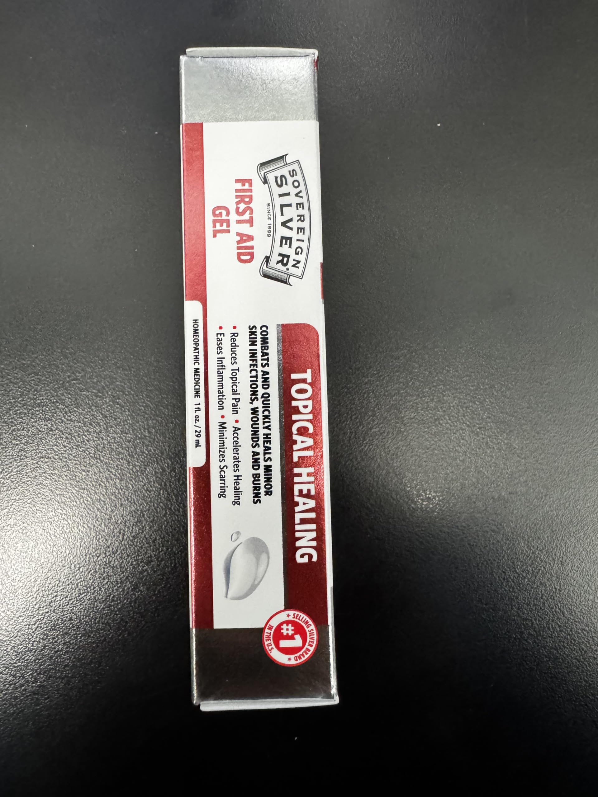 Sovereign Silver First Aid Gel GMP-certified production label.
