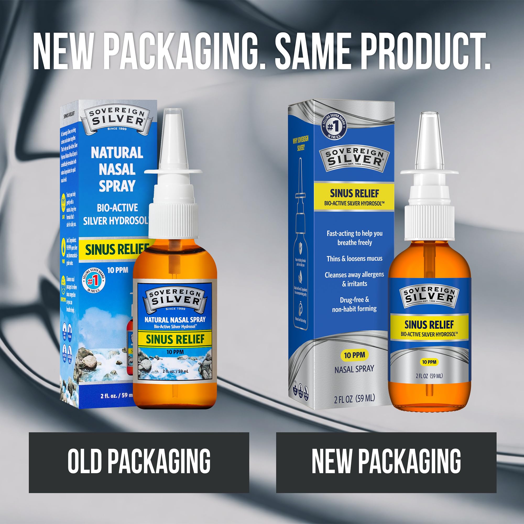 Sovereign Silver nasal spray mist dispensing for daily nasal comfort and relief.