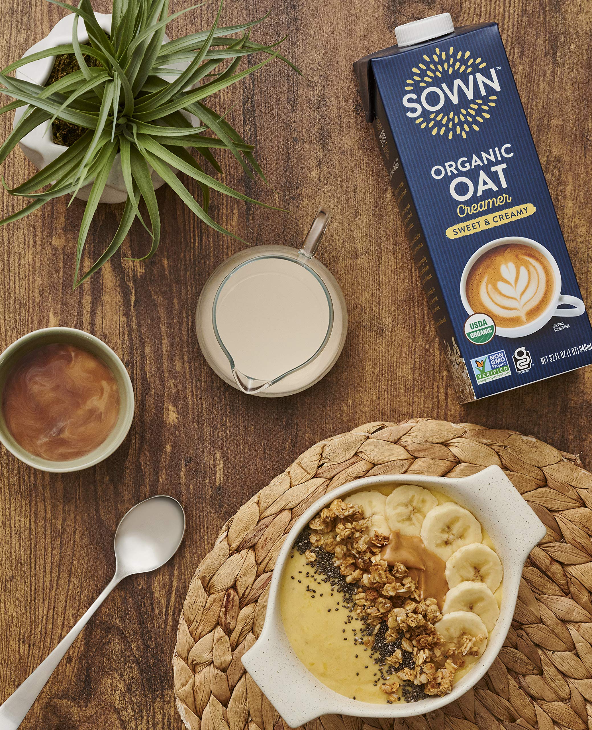 Cup of coffee with SOWN Creamer for a creamy morning ritual