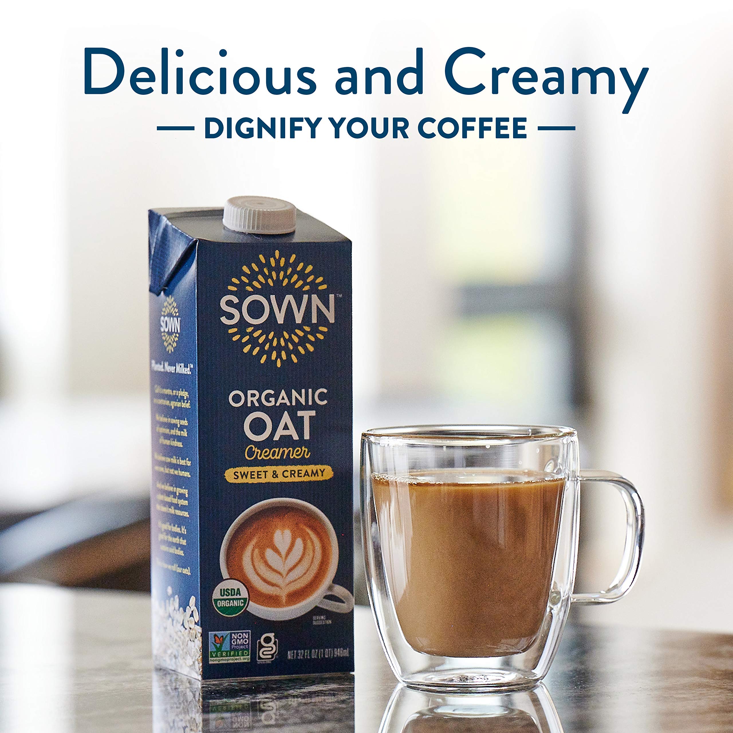 SOWN Oat Creamer foam in cup adds creamy texture to coffee