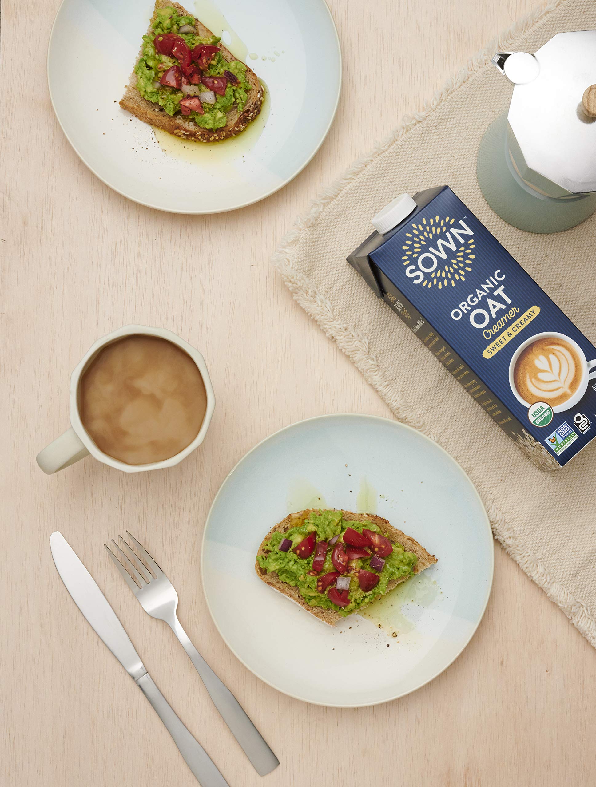 Creamy latte prepared with SOWN Oat Creamer for dairy-free indulgence
