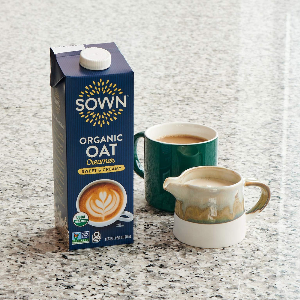 SOWN Oat Creamer six-pack on pantry shelf, ready-to-use