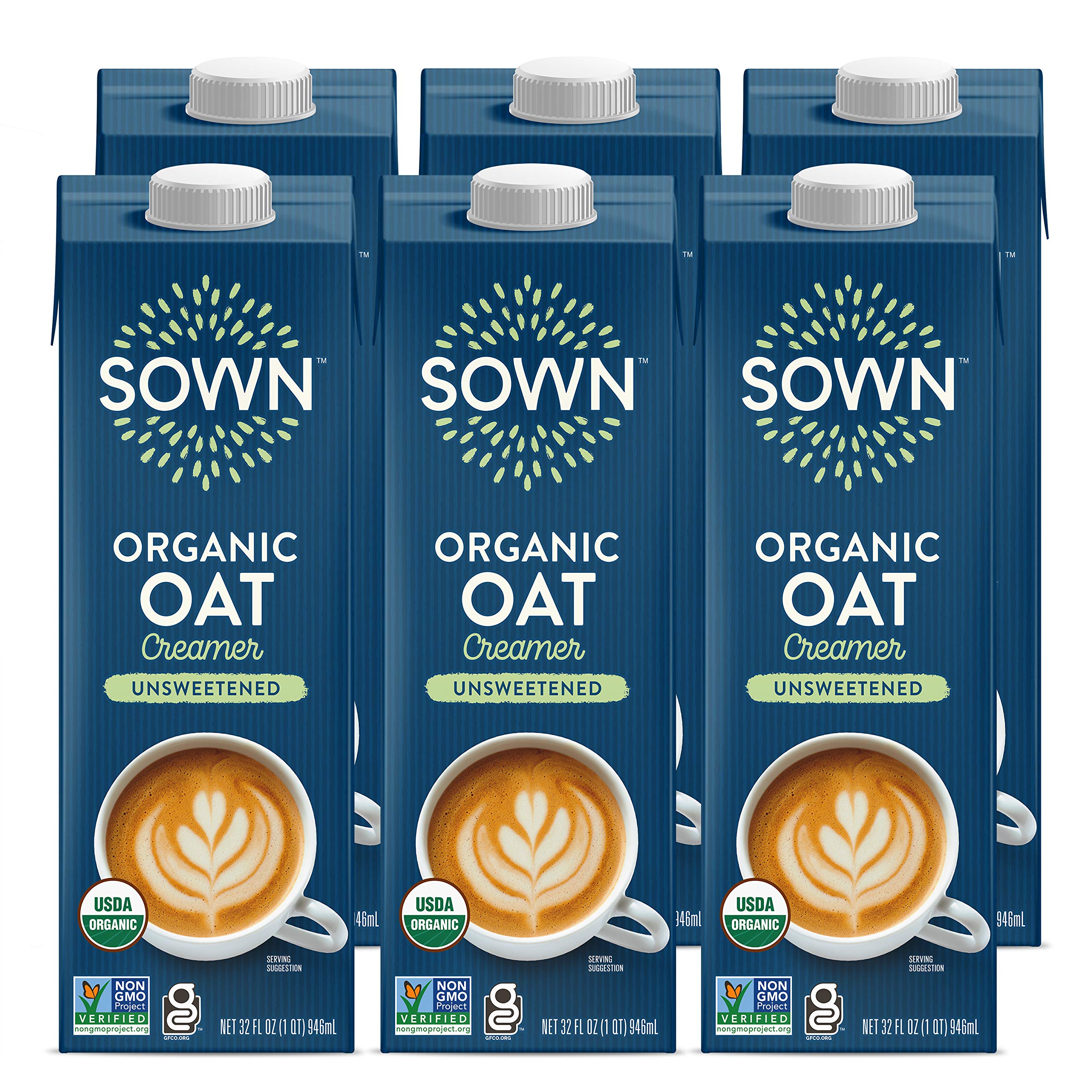 SOWN Organic Oat Creamer unsweetened pour adds dairy-free, 0g sugar to coffee.