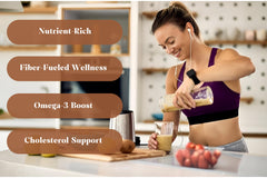 Pouring flaxseed into a smoothie for a nutrient boost.