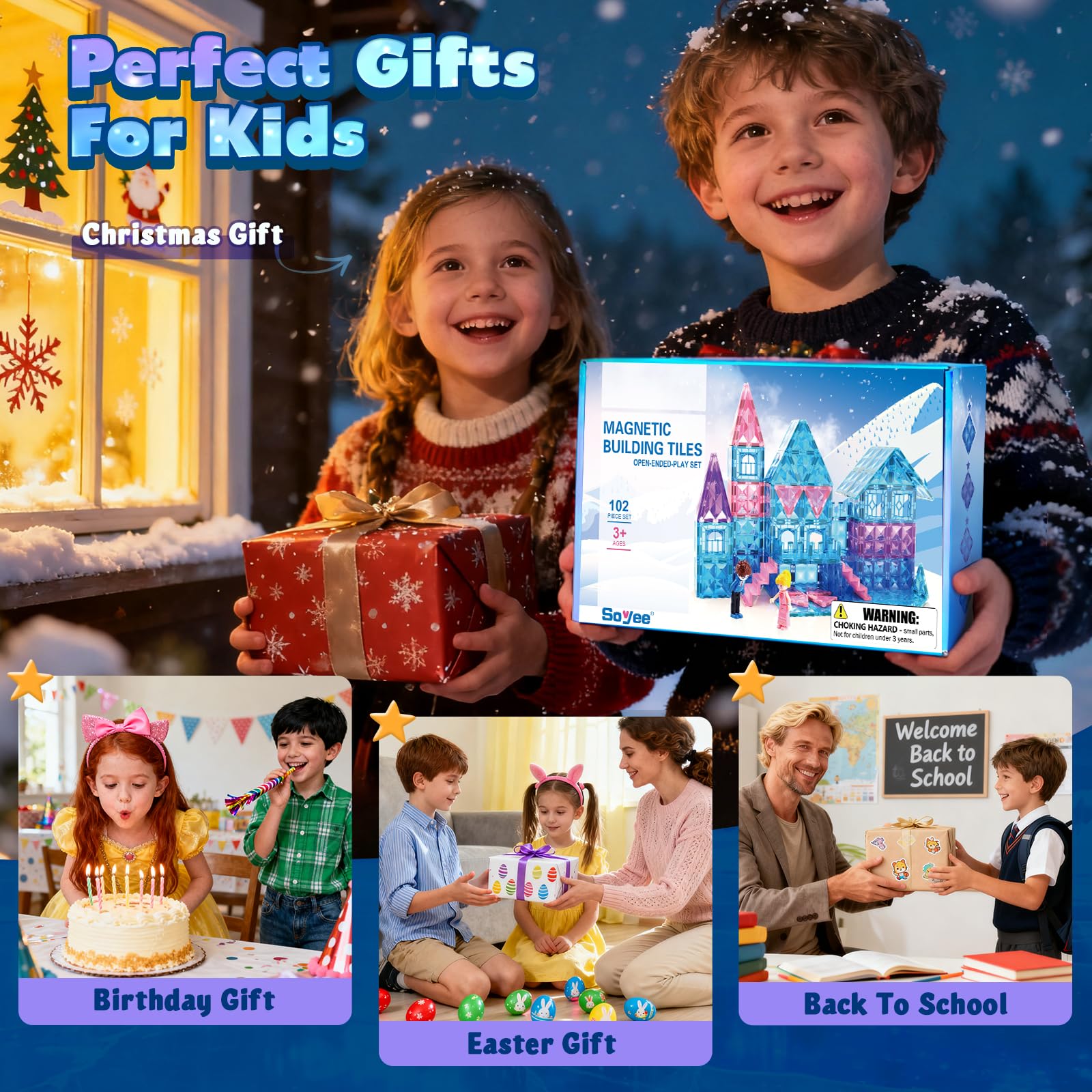Soyee Magnetic Tiles Christmas Gift Pack for festive building fun